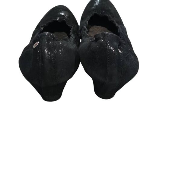 AGL Ballet Flats Size 39.5 Black Shimmer Shiny Suede - Picture 4 of 6